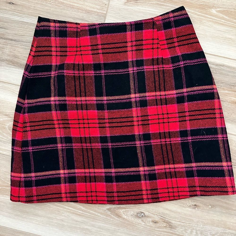 Vintage Maggie Lawrence plaid Wool Mini Skirt 12 jr